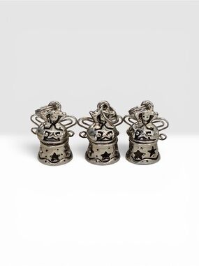 Silver Angel Bell Charm Pendant - Set of 3